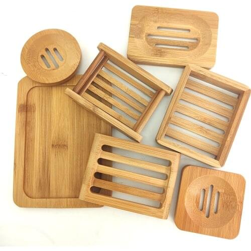 Natural Eco Friendly Bamboo Soap Dishes Tray Holder Storage Soap Rack Plate Box Portable Bathroom Soap Dish Storage Box
