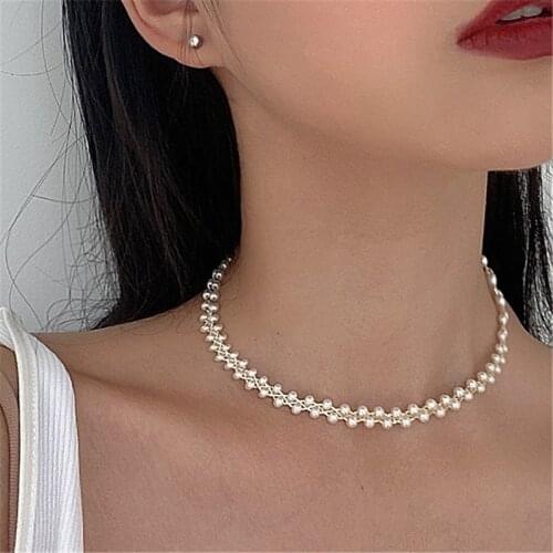 New Arrival Necklaces Fashion Women Chokers Necklaces Trendy Pear Handmade Millet Clavicle Chain Necklace For Women Jewelry