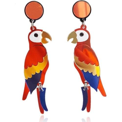 New Superbright Specular Colorful Parrot Drop earrings for women Fashion Gorgeous Acrylic long Earrings female Gift E18009