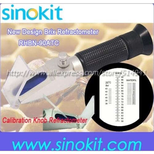 New Design Calibration knob three common indexed of honey refractometer RHBN-90ATC