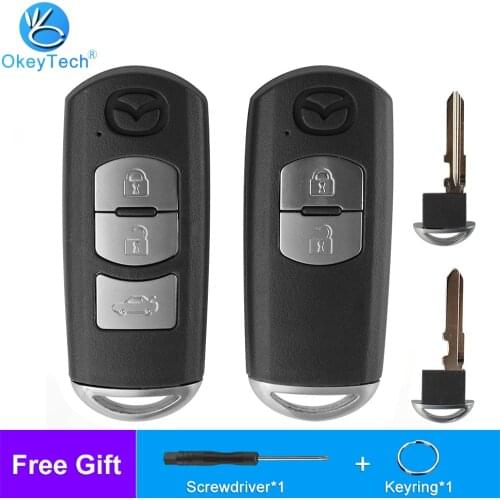 OkeyTech 2/3 Button Remote Control Car Key Fob For Mazda X-5 Summit Axela Atenza M3 M6 Smart Car Key Shell Case With Uncut Blade