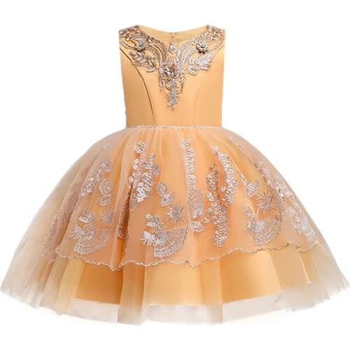 Flower Girl Dresses For Party And Wedding 2020 Christmas Kids Clothes Embroider Princess dress Child Birthday Dress Kids Outfit