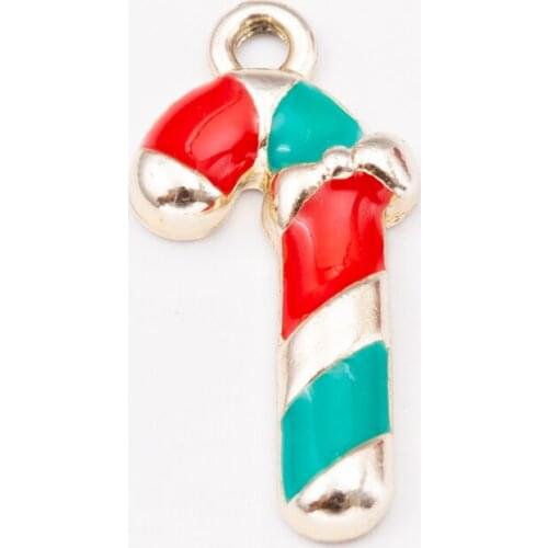 10pcs Lollipop Christmas Drip oil zinc alloy Charms Enamel Pendant Earrings Accessories for Ornaments DIY Material JQ600008