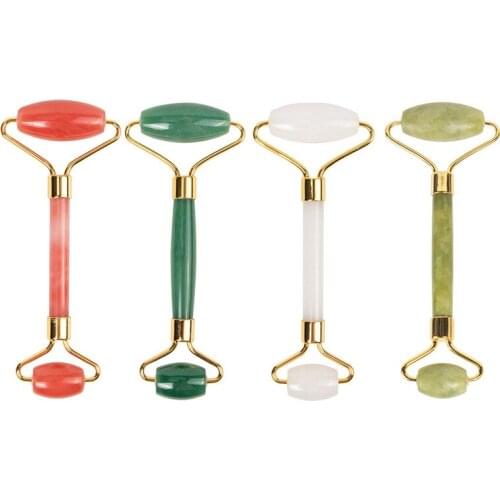 Facial Massage Roller Double Heads Jade Stone Face Lift Hands Body Skin Relaxation Slimming Beauty Health Skin Care Tools