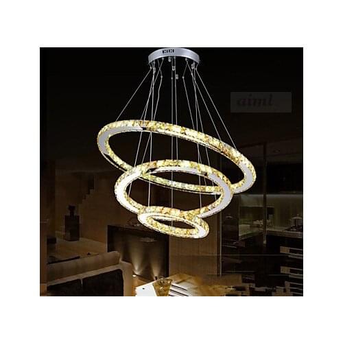 Luxury LED 90w Amber Crystal Pendant Lights Fixtures with 3 Rings size:90+70+50cm Free shipping