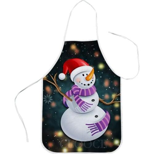 CLOOCL Christmas Kitchen Aprons Snowman In A Hat Print Apron Christmas Apron Festival Home Textile Baking Accessories