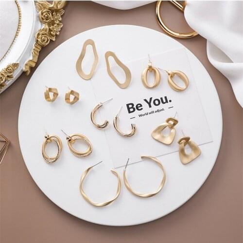 Irregular Geometric Round Dangle Earrings Pendientes Metal Round Women Statement Earrings Set Hanging Jewelry Brincos