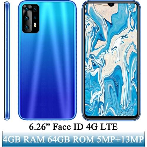 4G LTE Smartphones X60 4G RAM 64G ROM Face id Mobile Phones Quad Core 6.26'' Android Unlocked Water Drop Screen Celulares Phone