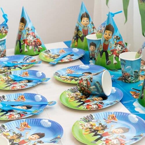 Rescue Dog Party Disposable Tableware Baby Children Birthday Party Supplies Plate Table Dog Party Decoration Anime Mighty Pups
