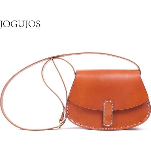 JOGUJOS Womens Saddle Bag Genuine Leather Handbag Women Messenger Crossbody Bags Shoulder Strap Stylish Purse