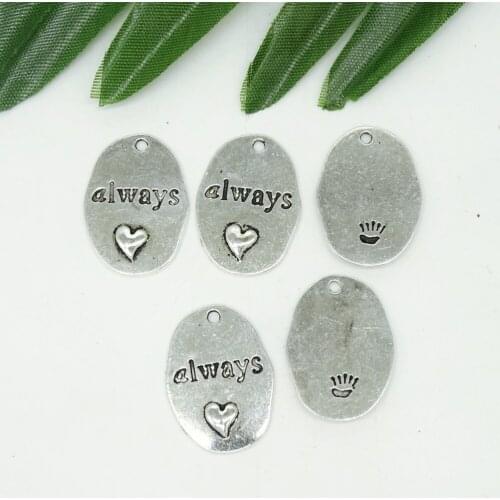 Tibetan Silver Plated Always Heart Charms Pendants for Jewelry Making Findings DIY Handmade Craft Wholesales
