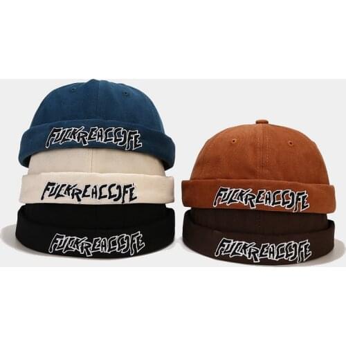 Vintage Docker Cap Brimless Hat Men Hip Hop Hat Boys Beanie Hats Cotton Retro Adjustable Literary Landlord Sailor Cap Women