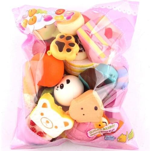 10pcs Funny Cute Kawaii Bread Loaf Cake Bun Donuts Ice Cream Squishy Slow Rising Toy Anti Stress Anxiety Random Style
