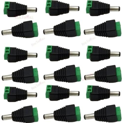 100Pcs/lot 2.1mm DC Connector CCTV Male Plug Adapter Cable UTP Camera Video Balun Connector