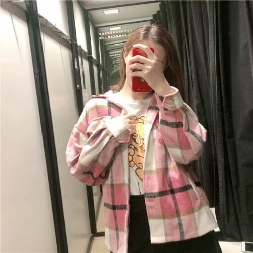 2020 Hot Autumn Winter Plaid Oversize Jackets Loose Causal Checker Streetwear Coat Versatile Personality Long Sleeves