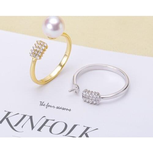 2020 New Shinning Rhinestones Open Rings Settings For Pearl Jewelry Components