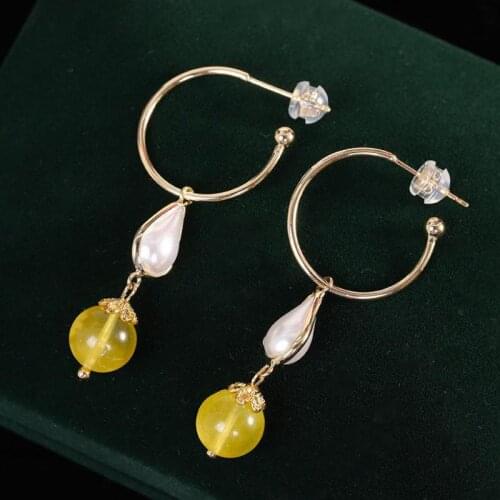 Volta Van 925 Sterling Silver Drop Earrings Pendientes Plata Freshwater Pearls Amber 2021 New Fine Jewelry Design Trendy Earring