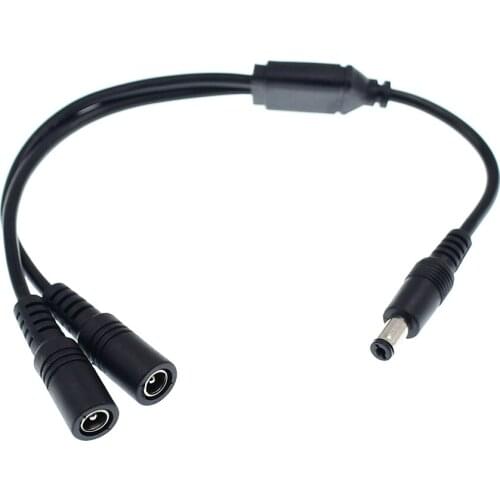25cm 5.5*2.1 Male To Dual Female 5.5x2.1mm DC Power Cable Cord 20AWG Wire