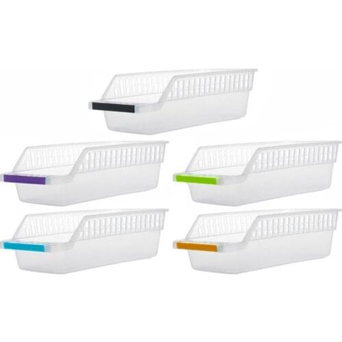 5pcs High Quality Slide Kitchen Fridge Freezer Space Bins Boxes Drawer Storage Saver Racks Storage Holder Plastic Refrigera R9V3