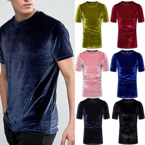 BANNAJI Men`s Velvet T Shirt Short Sleeve High Street Solid Tees Tops For Male Streetwear Hip Hop Plus Size M-4XL