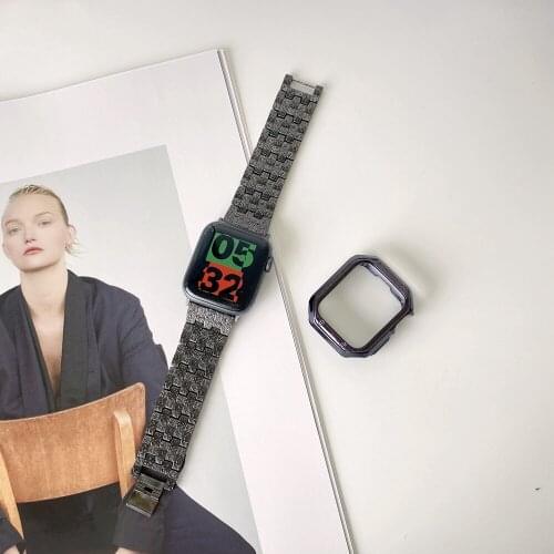 Fashion Bracelet for Apple Watch Band 38/42mm 40mm 44mm Bark Stripe Stailness Steel Strap for iWatch Series SE6 5 4 3 2 1 Correa