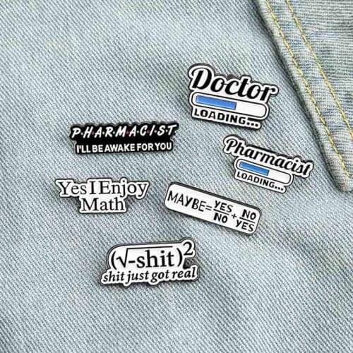 Number Letter Formula Doctor Brooch Bag Clothes Backpack Lapel Enamel Pin Badges Jewelry Gift For Friend Women Accessories