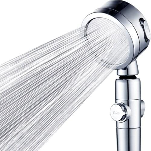 Shower 3-Function Filter Element High Pressure Shower Head Stop Button Multifunction Sprayer Water Saving Bathroom