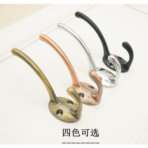 American bronze double hook coat hook cloakroom coat hook bathroom fitting room wooden door antique decorative hook