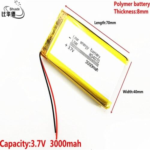 Good Qulity Liter energy battery 3.7V,3000mAH 804070 Polymer lithium ion / Li-ion battery for tablet pc BANK,GPS,mp3,mp4