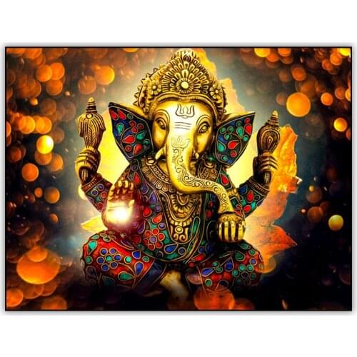 Indian Ganesh Wall Art 5d DIY Diamond Painting Full Drill Square / Round Crystal Mosaic Diamond Paiting Embroidery Accessories