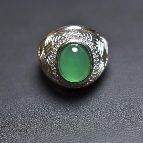 Fine Jewelry Real 925 Steling Silver s925 Platinum 100% Natural Calcedony Gemstone Rings Female Rings Christmas Gift for Women