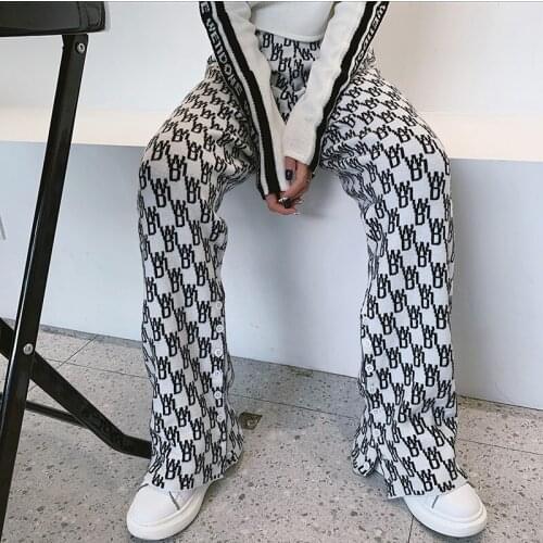 Cashmere knitted pants women autumn and winter wear thick loose casual pants for women pants high waist wide leg trousers women