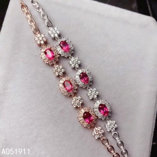 KJJEAXCMY fine jewelry natural pink topaz 925 sterling silver new women hand bracelet support test classic