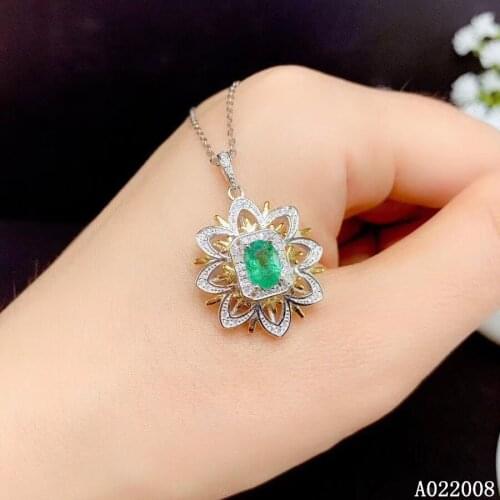 KJJEAXCMY fine jewelry 925 pure silver inlaid natural emerald girl new Pendant popular Necklace elegant support test
