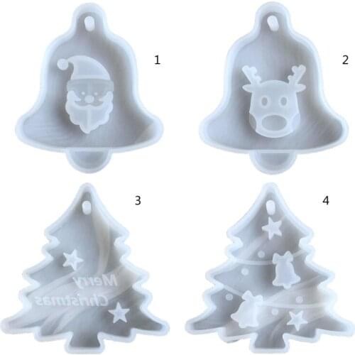 Christmas Tree Bell Elk Pendant Casting Silicone Mould Crystal Epoxy Resin Mold DIY Crafts Aromatherapy Wax Aroma Gypsum