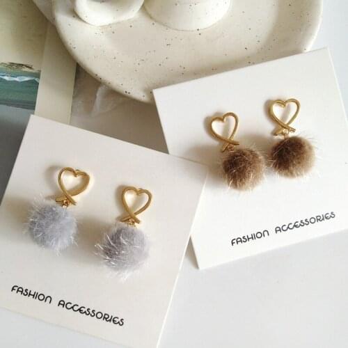 Hearts Multi Hair Balls Korean Earrings