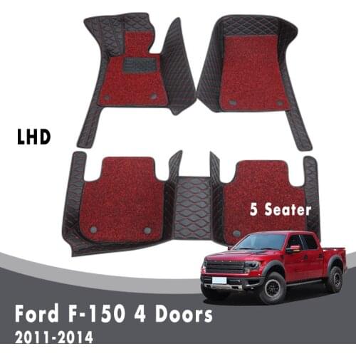 LHD Car Floor Mats For Ford F-150 2014 2013 2012 2011 4 Doors (5 Seater) Carpets Auto Double Layer Wire Loop Accessories Rugs