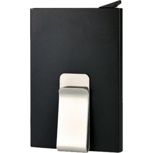 Men Metal Card Holder Women Solid Color Leather Aluminum Bank Credit Card Holder Business Card Case Automatic Pop up Minimalist