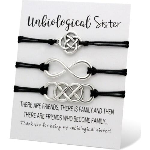 A SET- Unbiological Sisters Soul Sister Adjustable Bracelets Women Girls Unisex Couple Jewelry Friendship Gift Drop Shipping