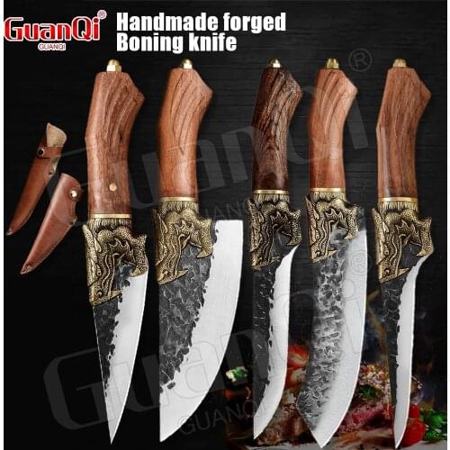 Handmade Chinese Chef Knife Stainless Steel Forged Cleaver Butcher Chopper Meat Boning Knife Sharp Forged Slicing Knives