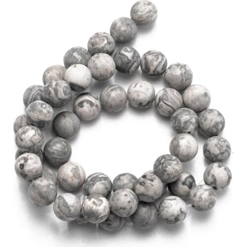 Wholesale Natural Stone Matte Map Jaspers Dull Polished Beads 4 6 8 10 12mm Loose Beads for Jewelry Making DIY Bracelet