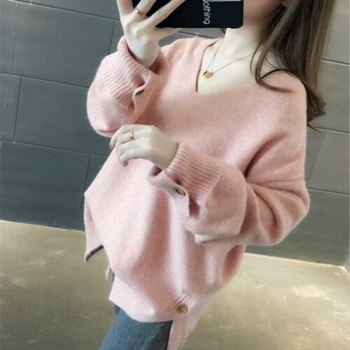 Autumn and Winter Tops Early Autumn Net Red Sweater Women Loose Outer Wear Fashionable and Comfortable Knitted V-neck Pullover