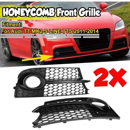 2x Car Front Fog Light Grill Lamp Cover Honeycomb Hex Grille For Audi TT MK2 S-LINE TTS 2011-2014 8J0807681KT94 8J0807682KT94