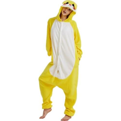 Yellow Bunny Kigurumi Pijamas Rabbit Animal Pajamas Adult Onesies For Winter Cosplay Costume Party Jumpsuit Halloween Sleepwear
