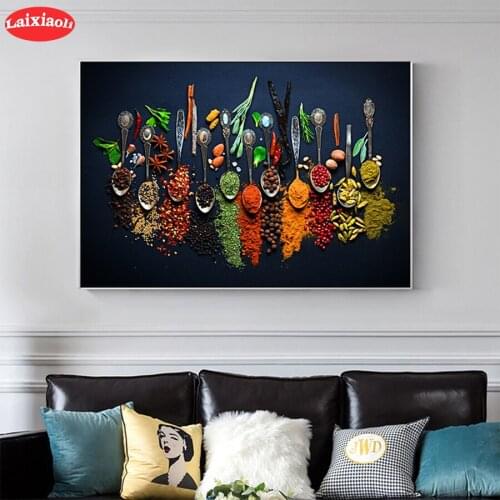 Full Square Diamond seasoning spoon restaurant kitchen decoration Embroidery Sale Gift Handicraft Diamond Painting Decor