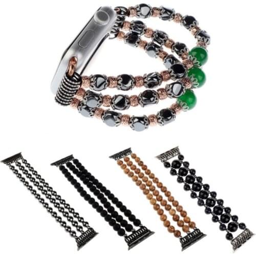Agate Bead Bracelet Strap for Apple Watch Band Wrist Strap With Adapters Watchband 38MM 42MM For iWatch Series 4/3/2/1 44mm 40mm