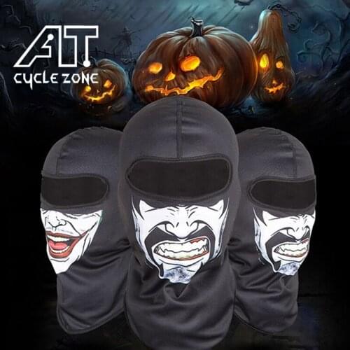 Skull Print Breathable Balaclave Bike Headwear Halloween Neck Bike Caps Scarf Balaclave Windproof Motorcycle Hat Cycling Mask