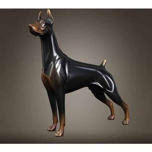 Nordic Home Garden Decoration Brass Dog Sculpture Figurine Animal Statue Home Decor Office Desk Ornament Garden Decor Crafts