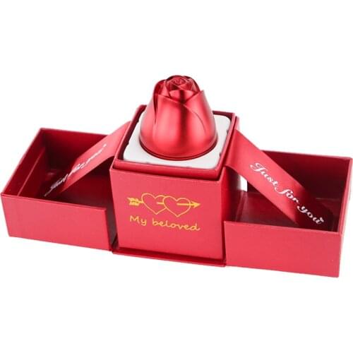 Wedding Rose Ring Boxes Valentines Day Jewelry Display Storage Case Velvet Lining Fashion Creative Engagement Marriage Gift Box