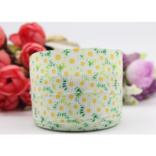 Fresh Little Yellow Flowers Printed Grosgrain Ribbon Diy Gift Wrapping Sewing Wedding Decoration Ribbon Bow 16-75mm
